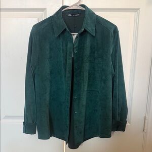 ZARA Emerald Green Button-Up Shirt
